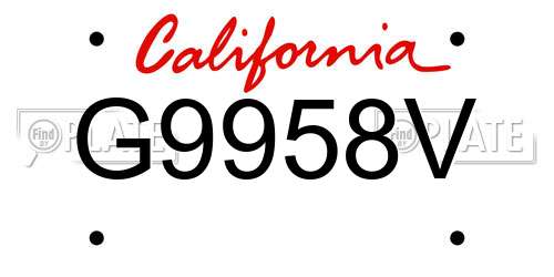 G9958V California License Plate