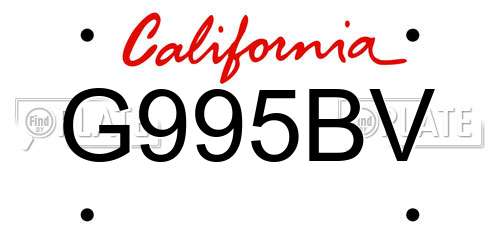 G995BV California License Plate