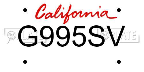 G995SV California License Plate