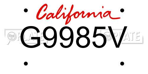 G9985V California License Plate