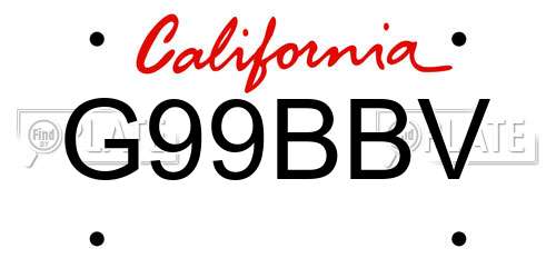 G99BBV California License Plate