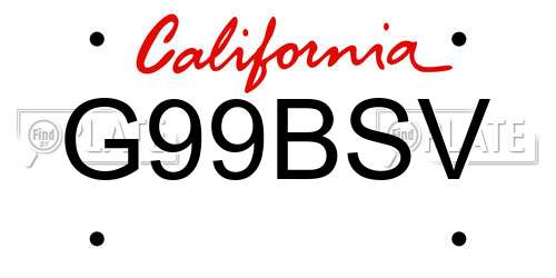 G99BSV California License Plate