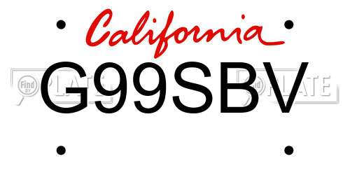 G99SBV California License Plate