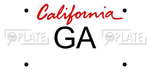 GA California License Plate