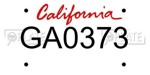 GA0373 California License Plate