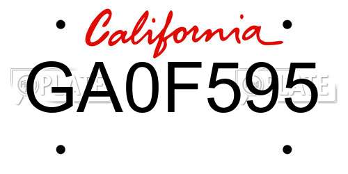 GA0F595 California License Plate