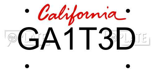 GA1T3D California License Plate