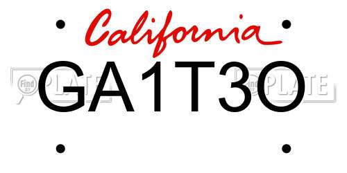 GA1T3O California License Plate