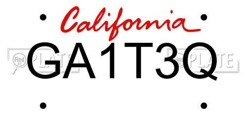 GA1T3Q California License Plate