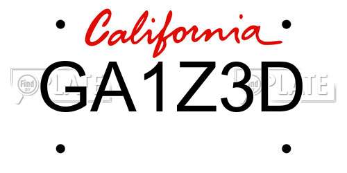 GA1Z3D California License Plate