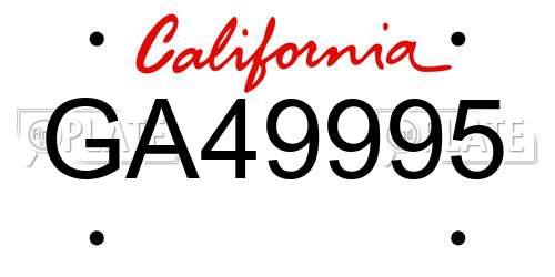 GA49995 California License Plate