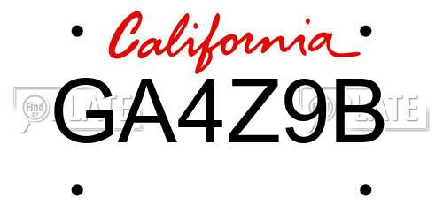 GA4Z9B California License Plate