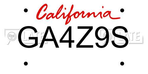 GA4Z9S California License Plate