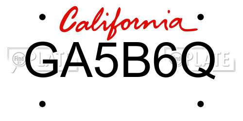 GA5B6Q California License Plate