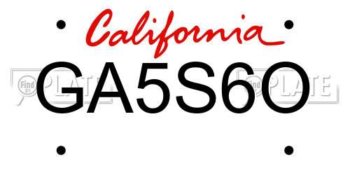 GA5S6O California License Plate