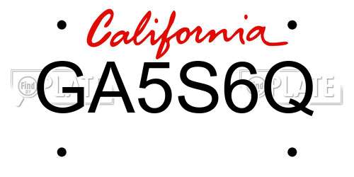 GA5S6Q California License Plate