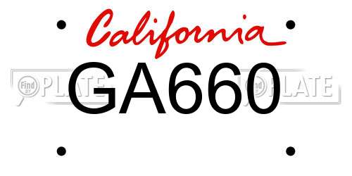 GA660 California License Plate