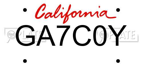 GA7C0Y California License Plate