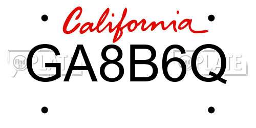 GA8B6Q California License Plate