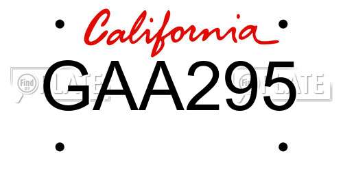GAA295 California License Plate