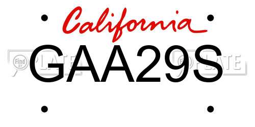 GAA29S California License Plate