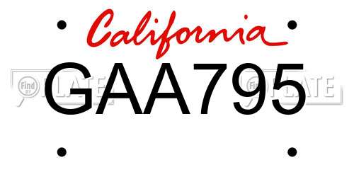 GAA795 California License Plate