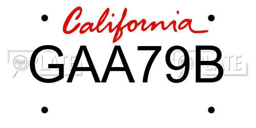 GAA79B California License Plate
