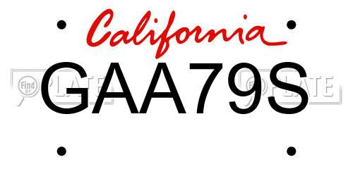 GAA79S California License Plate