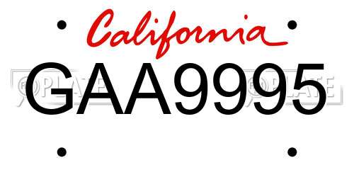GAA9995 California License Plate