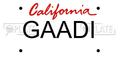 GAADI California License Plate