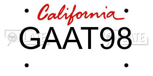 GAAT98 California License Plate