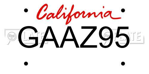 GAAZ95 California License Plate