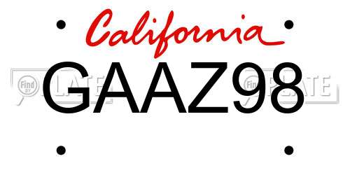 GAAZ98 California License Plate