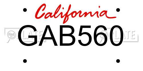 GAB560 California License Plate