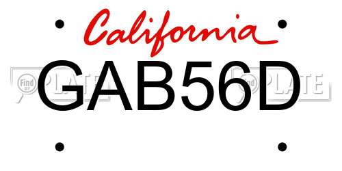 GAB56D California License Plate