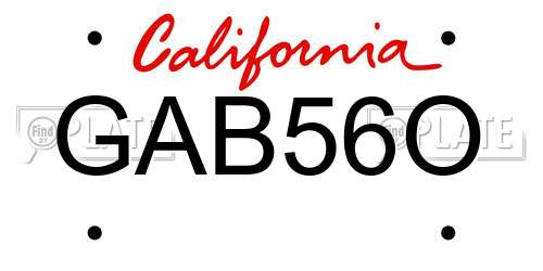 GAB56O California License Plate