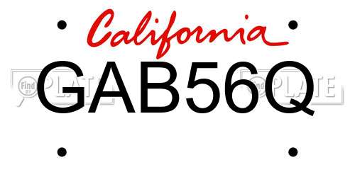 GAB56Q California License Plate