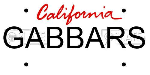 GABBARS California License Plate