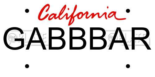 GABBBAR California License Plate