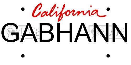 GABHANN California License Plate