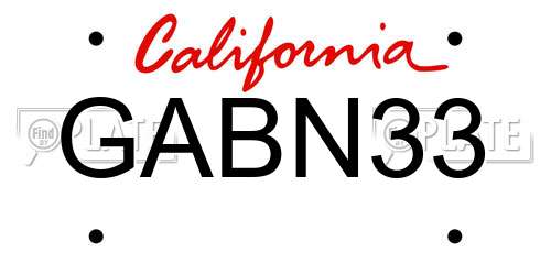 GABN33 California License Plate