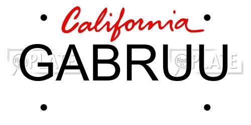 GABRUU California License Plate