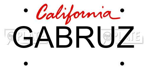 GABRUZ California License Plate