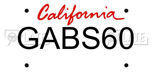 GABS60 California License Plate