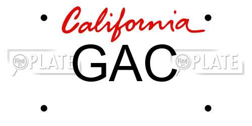 GAC California License Plate