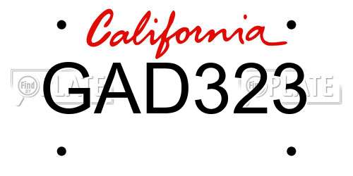 GAD323 California License Plate
