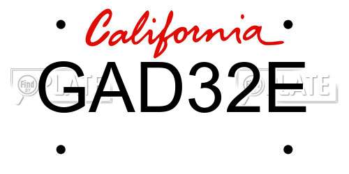 GAD32E California License Plate