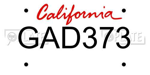 GAD373 California License Plate