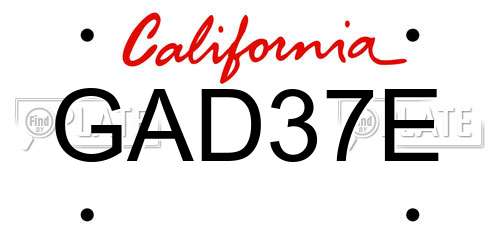 GAD37E California License Plate