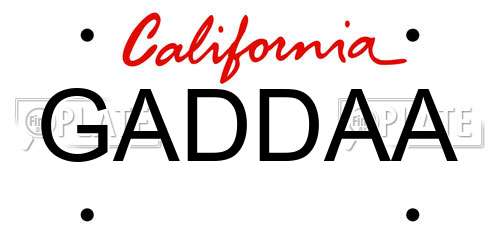 GADDAA California License Plate